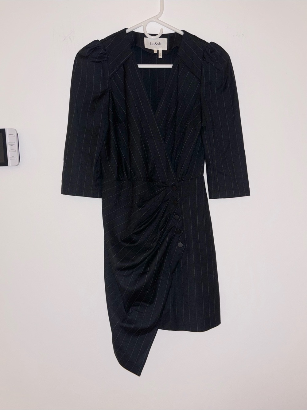 ba&sh Dark Gray Pinstripe Wrap Dress
